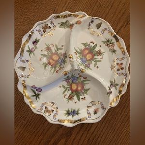 I. Godinger & Co. divided serving platter dish fruit and butterflies